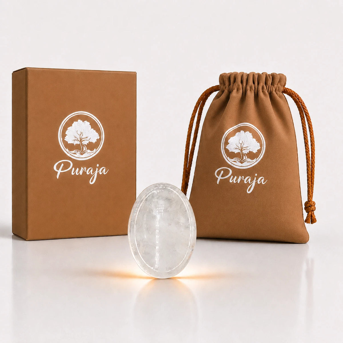 PURAJA Sorgenstein: Bergkristall | Daumenstein aus Naturstein | Worry Stone