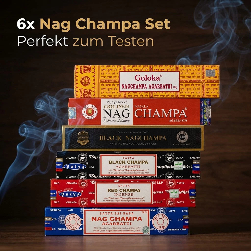 Nag Champa Mix | Räucherstäbche<wbr/>n - Set | 6x Nag Champa + Parfumprobe gratis