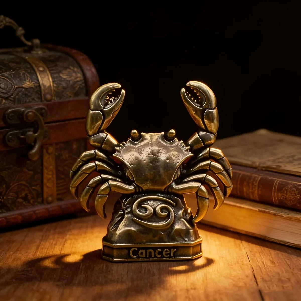 Brass Zodiac Sign Figurine Vintage Constellation Statue Home Office Decor
