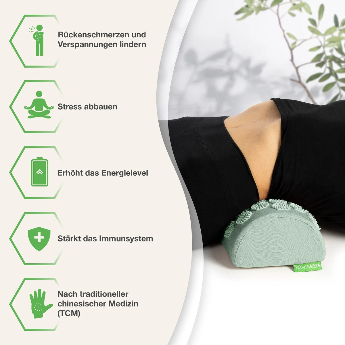 BACKLAxx ® Akupressur Nackenrolle - 2592 Spitzen - mit Befestigungsba<wbr/>nd