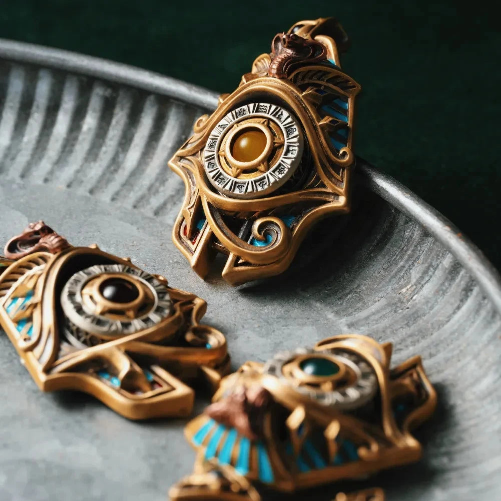 Eye of Horus Spinner Pendant, Egyptian Jewelry Gifts for Men, Protection Amulet