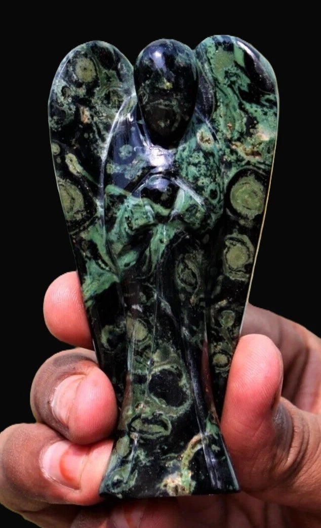 100MM Kambaba-Jaspis Engel Natürliche Heilstein Figur Spirituelle Flügel