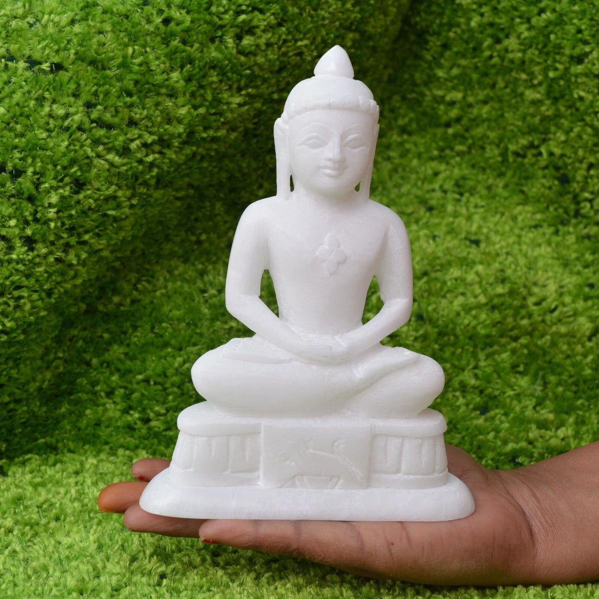 Marble Mahavir Swami Spiritual Statue Jain Temple Decor Meditation and Worship