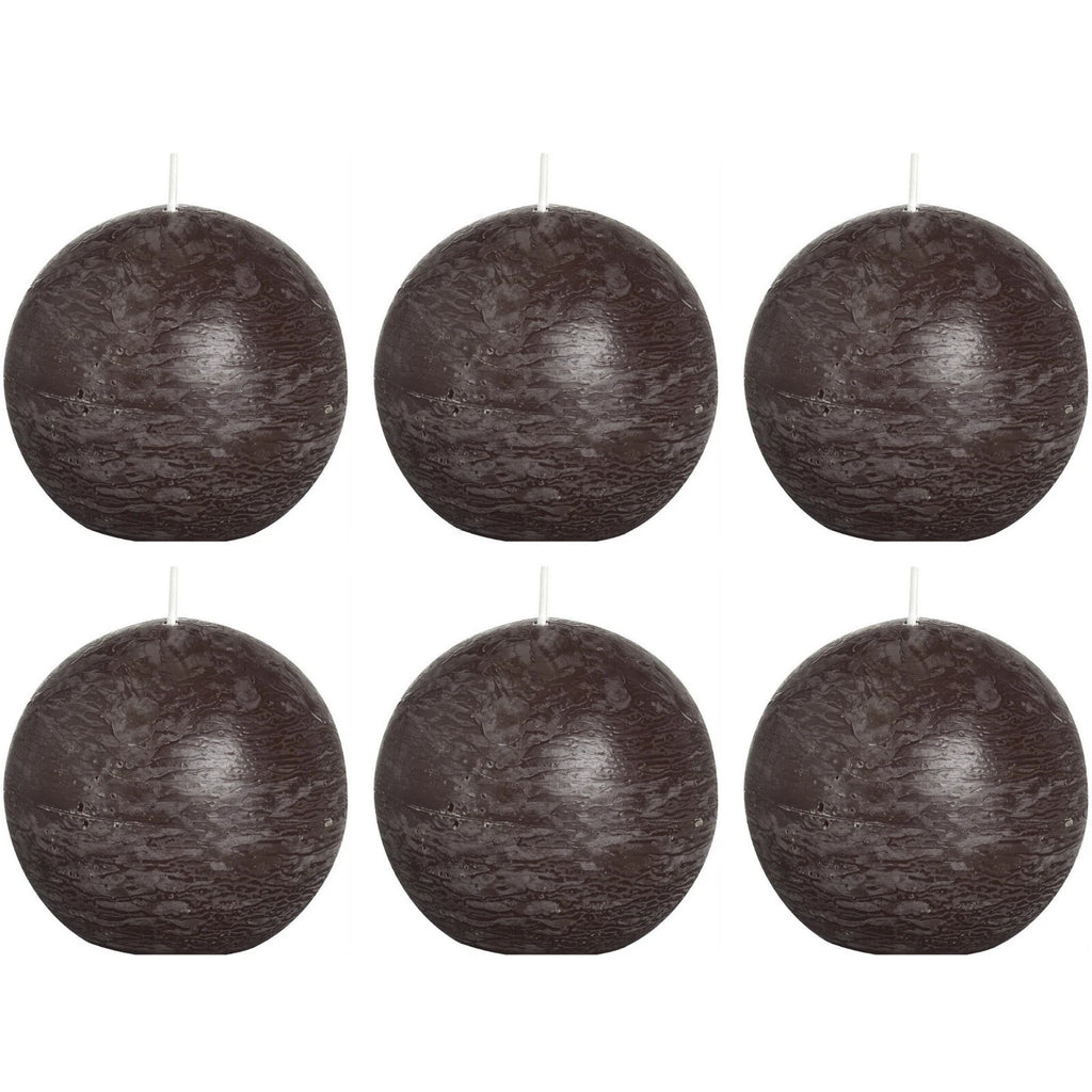 6 Stück Bolsius Rustik Kugelkerzen 80mm durchgefärbt Rustic Ballkerzen
