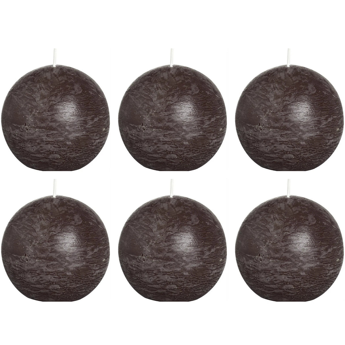 6 Stück Bolsius Rustik Kugelkerzen 80mm durchgefärbt Rustic Ballkerzen