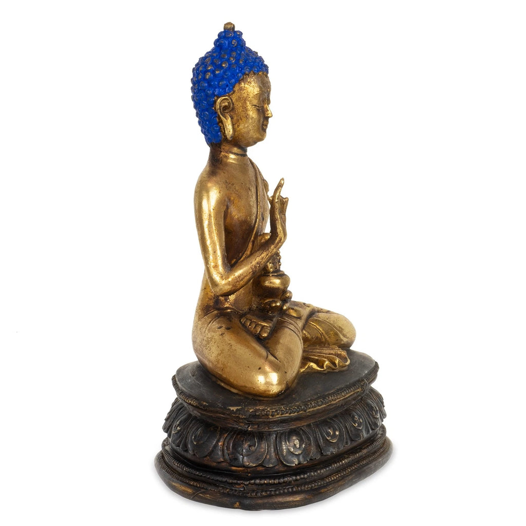 Buddhafigur gold sitzend 14,5 x 10,5 x 22 cm Dekofigur Polyresin spirituell
