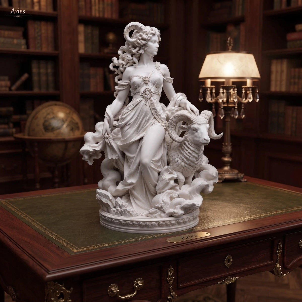 Aries Zodiac Sculpture, 20 cm Resin Statue, Astrology Home Decor