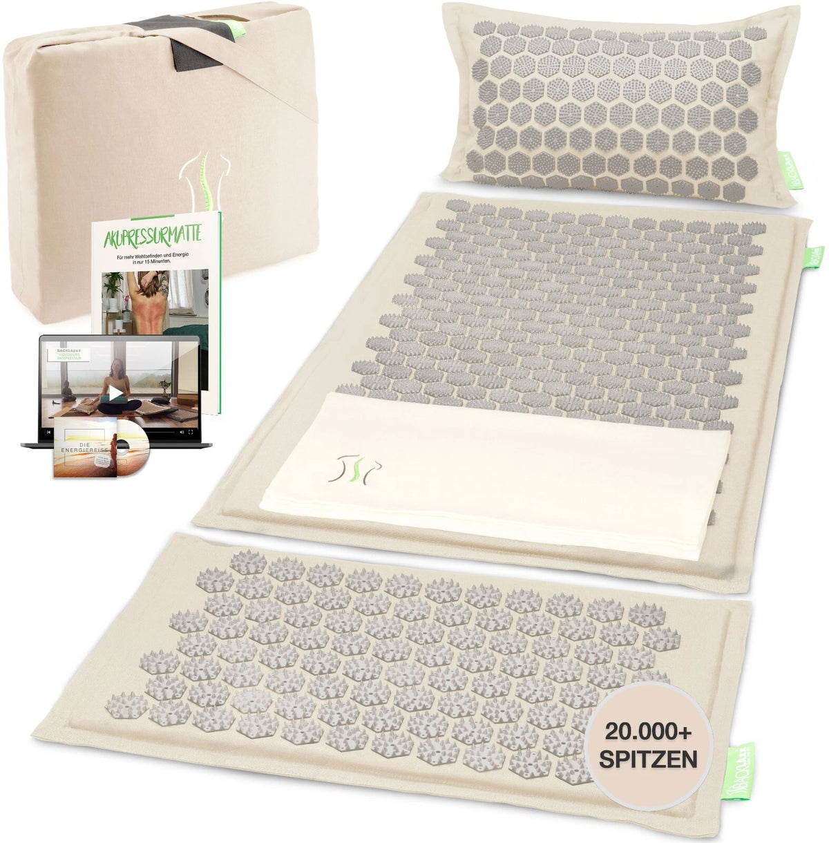 BACKLAxx® Akupressurmatt<wbr/>e XL Set mit Kissen Nadelmatte Massagematte Akupunktur