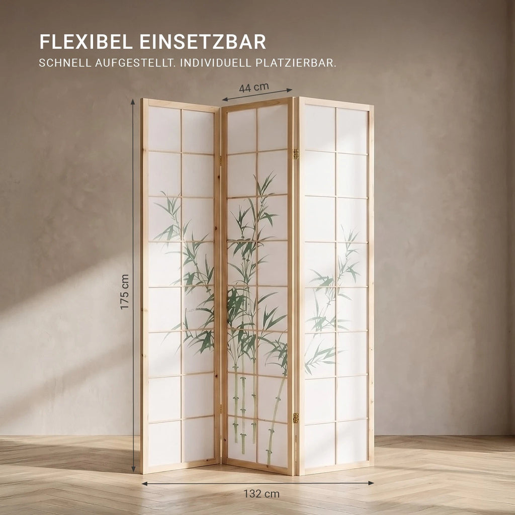 Raumteiler Trennwand Paravent Holz Massiv Sichtschutz Shoji Bambus Homestyle4u