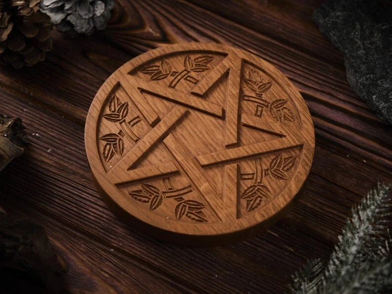 Pentagrammtafe<wbr/>l, heidnisches Altardekor, Hexentafel, Altarständer, Altar,