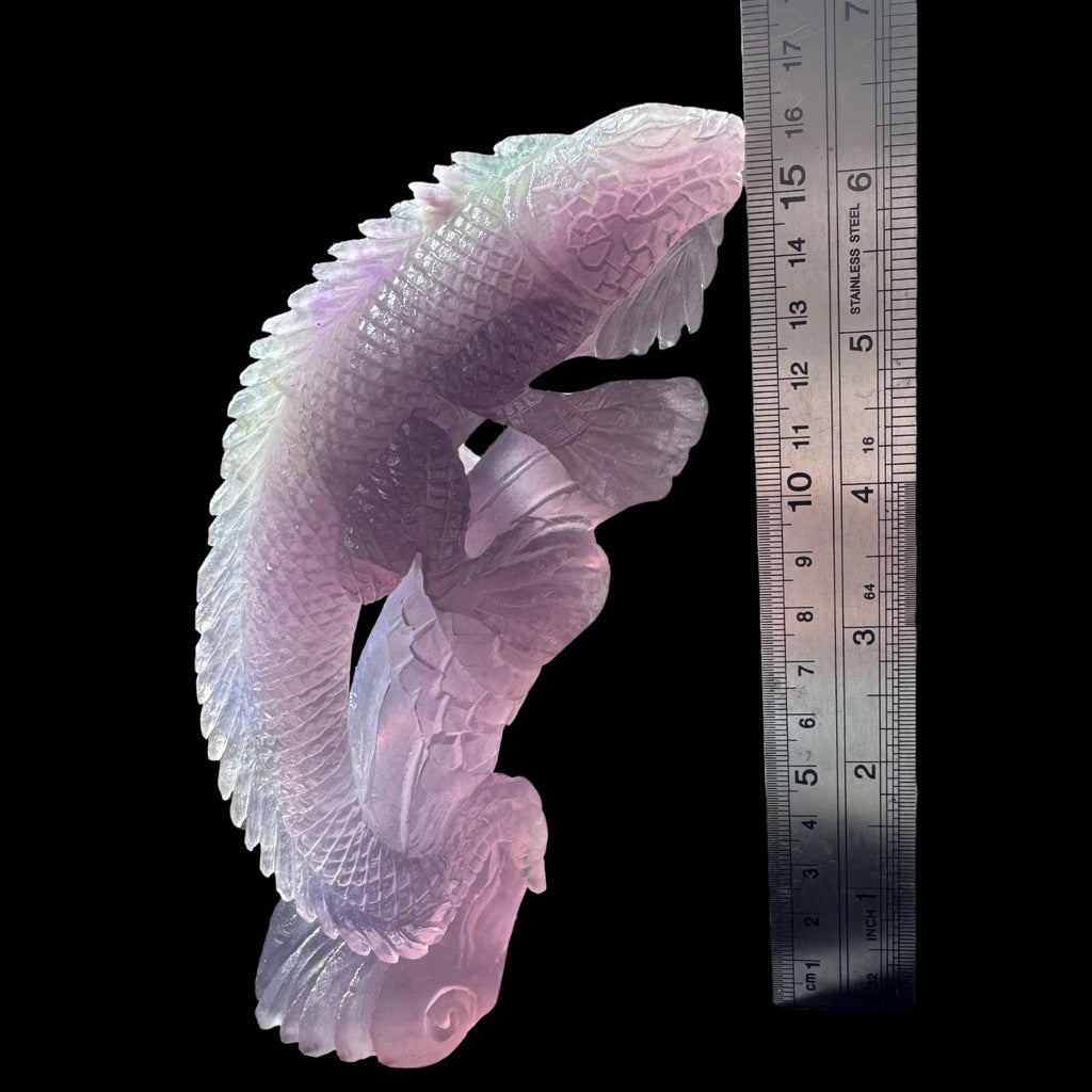 577gHand Carved Fluorite Lizard Sculpture Psychic Protection Aura Cleansing gift