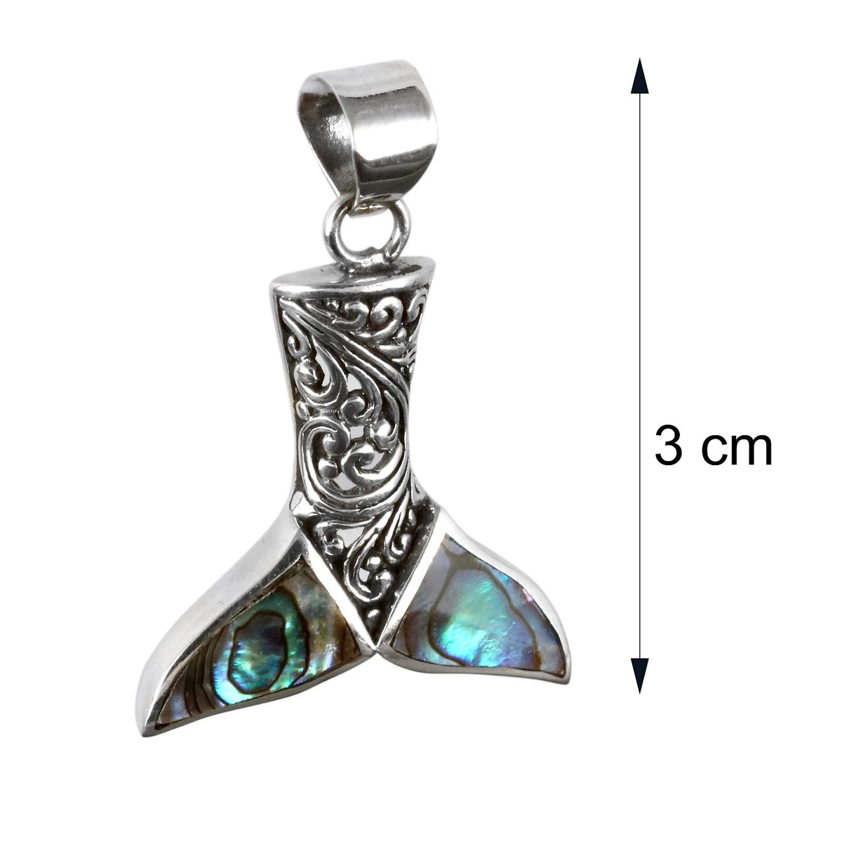925er Silber Anhänger Kettenanhänger Walflosse Abalone Perlmutt Handarbeit PS687