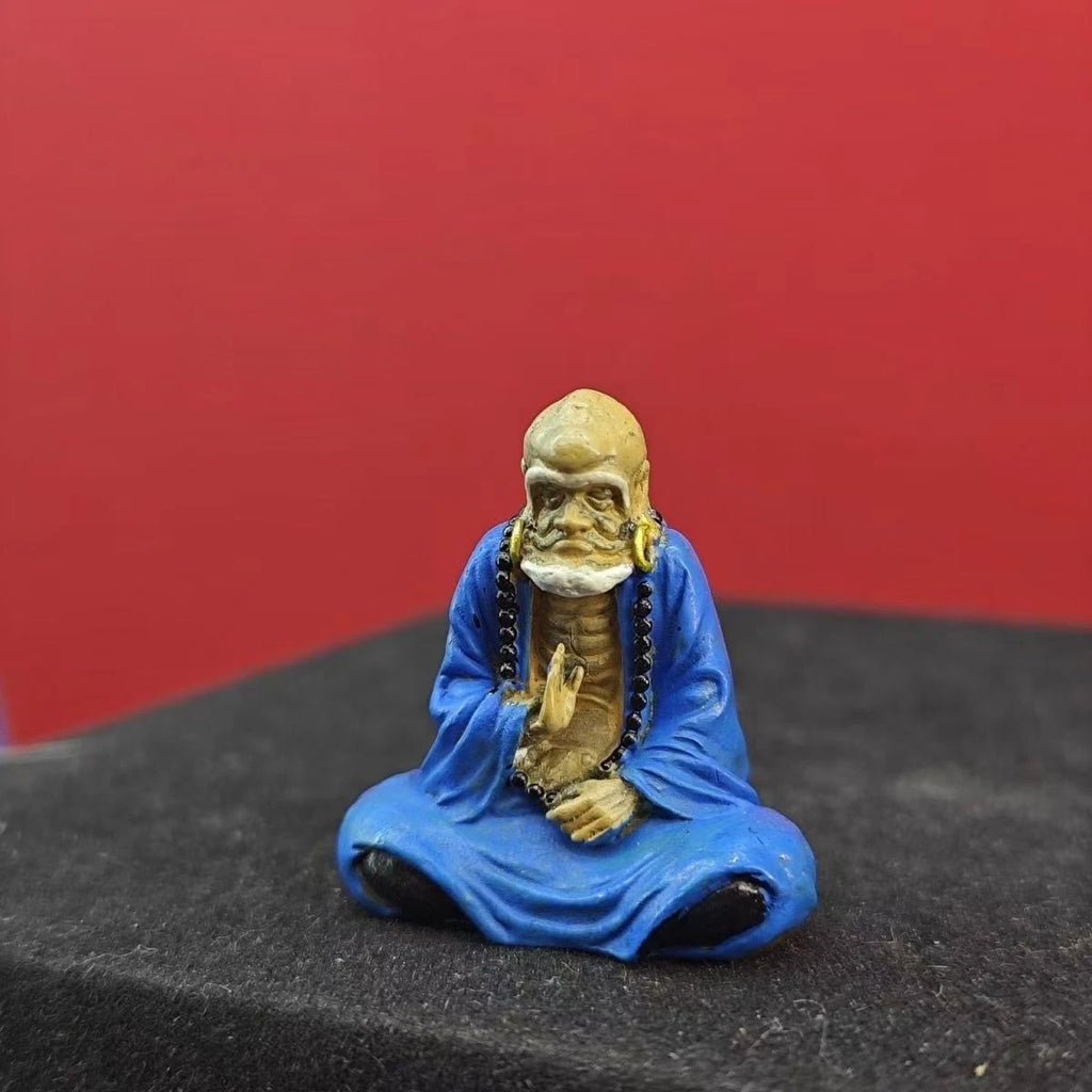 Mini Painted Bodhidharma Statue, Zen Monk Figurine for Meditation &amp; Home Decor
