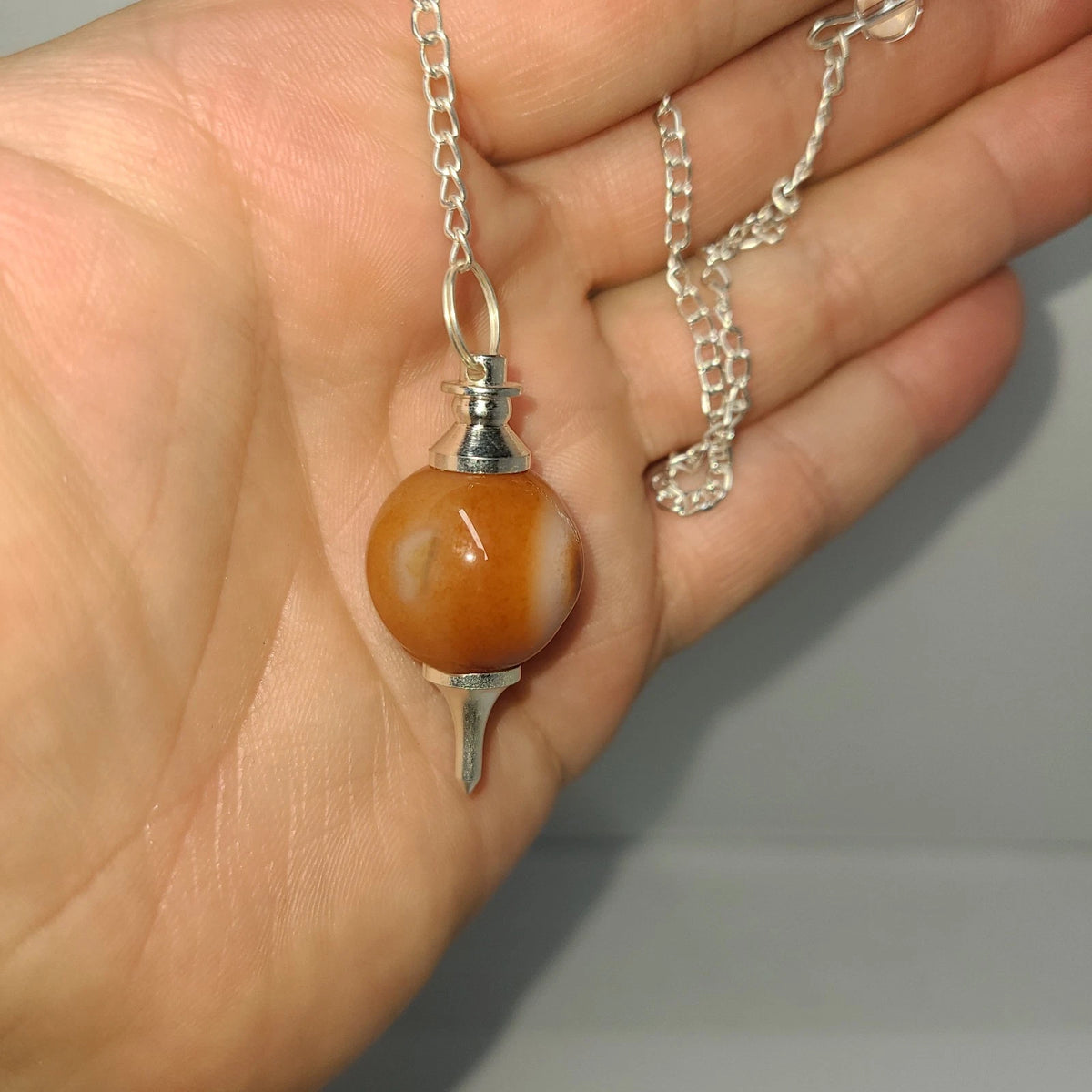 Carnelian Sephoroton Ball Sphere Crystal Dowsing Pendulum Divination Tool