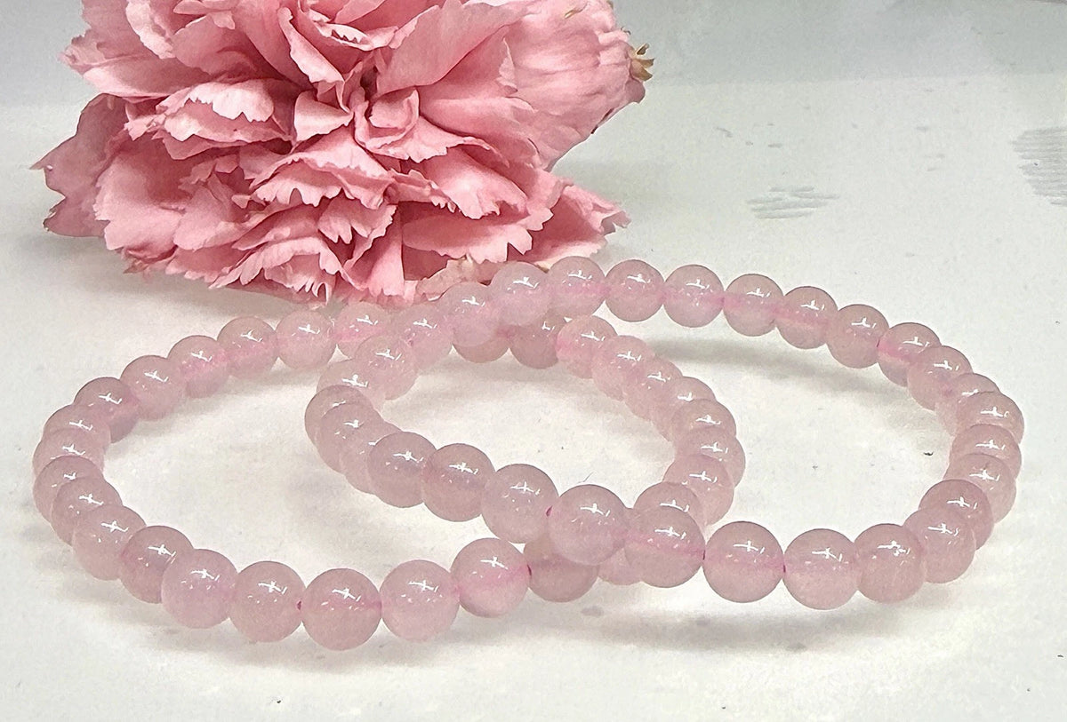 Wholesale 6 Pcs Natural Rose Quartz 6mm 7.5” Crystal Healing Stretch Bracelet