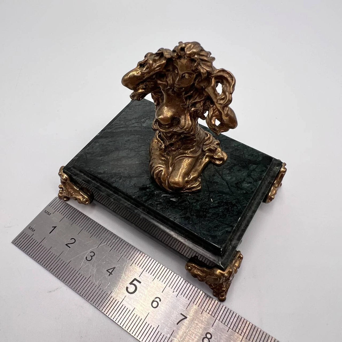 Vintage Bronze Virgo Zodiac Figurine Astrology Sculpture Marble Base Gift Decor