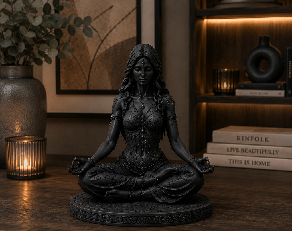 Meditierende Frau Figur, Yoga Meditation Statue, Spirituelle Boho Wohndeko