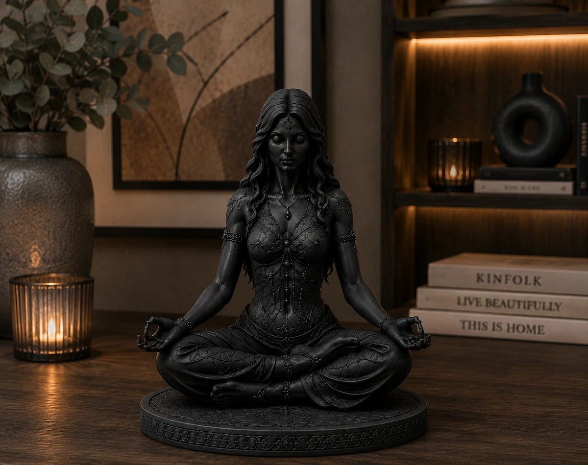 Meditierende Frau Figur, Yoga Meditation Statue, Spirituelle Boho Wohndeko