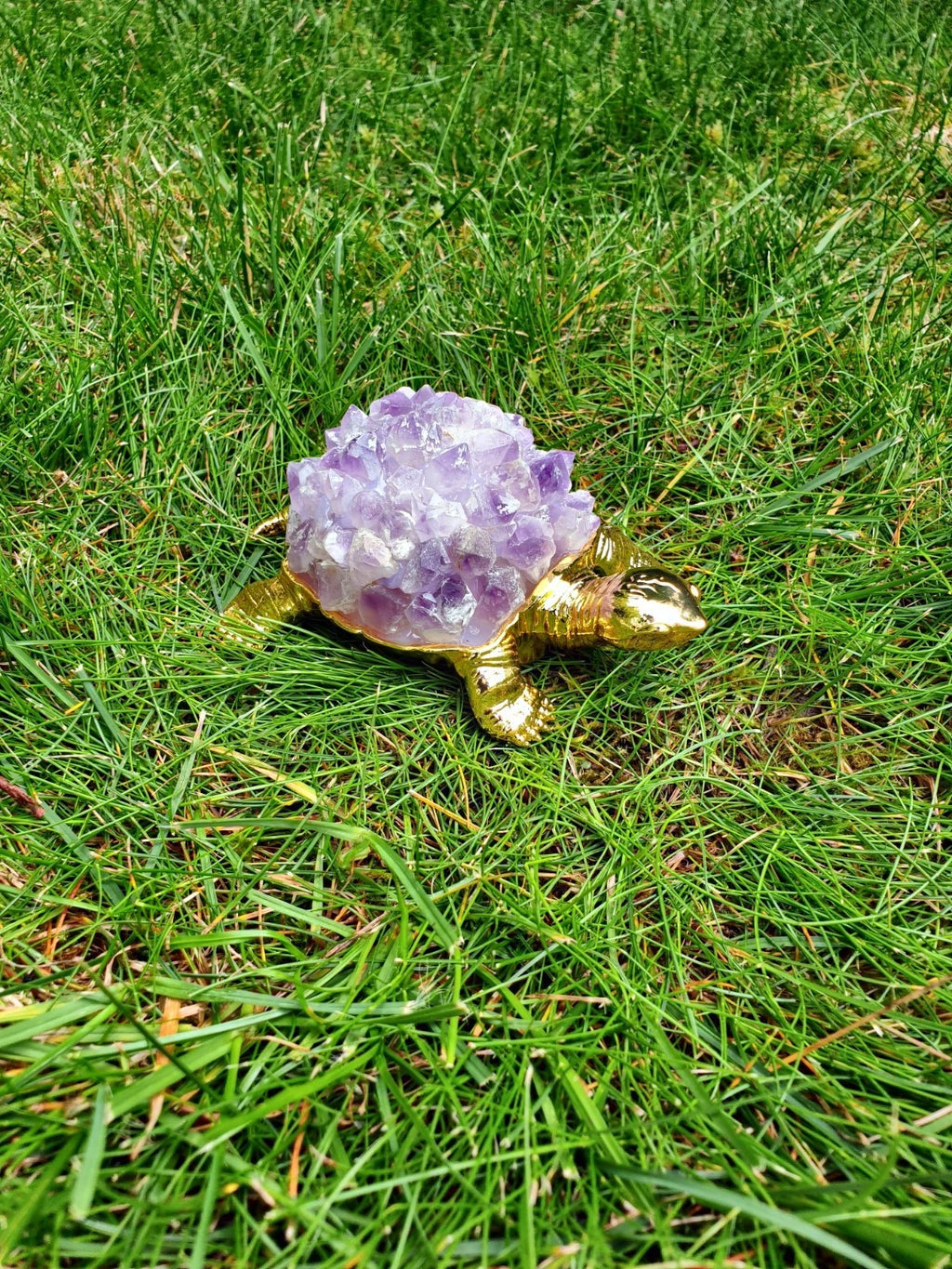 Amethyst Schildkröte – Spiritueller Schutz &amp; Heilstein Energie Figur Glück neu