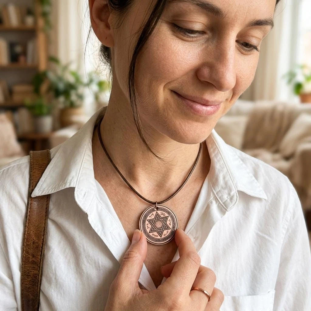 Pure Copper Spiritual Seal of Solomon Necklace - Handmade Boho Gift
