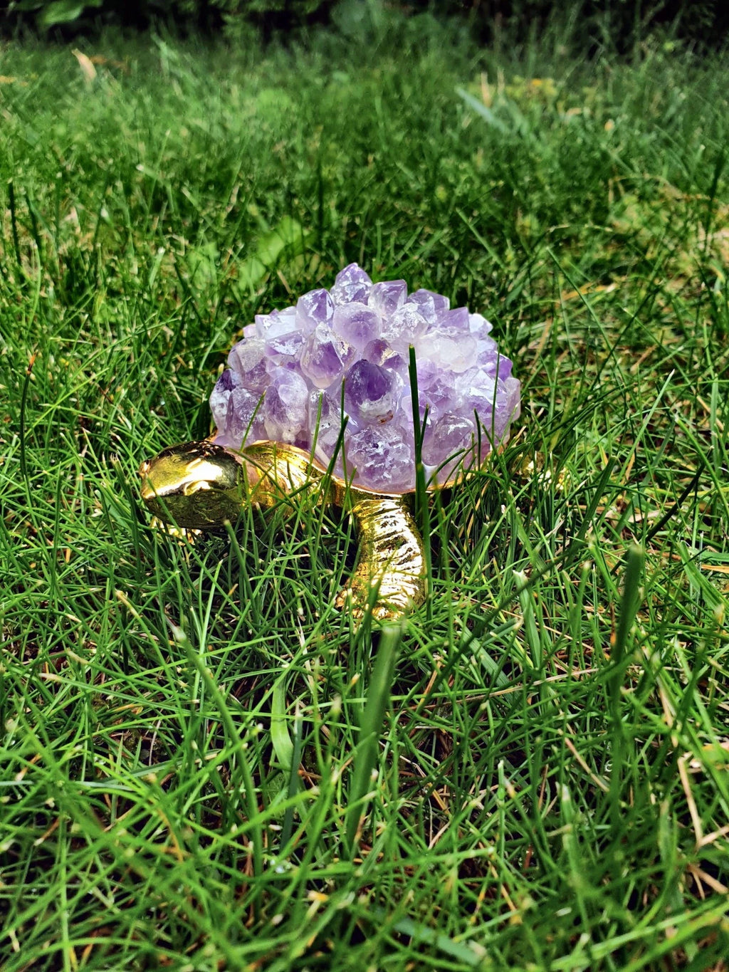 Amethyst Schildkröte – Spiritueller Schutz &amp; Heilstein Energie Figur Glück neu