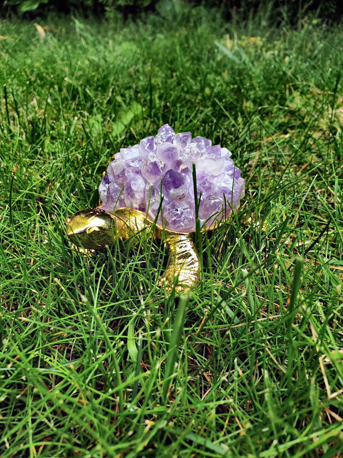 Amethyst Schildkröte – Spiritueller Schutz &amp; Heilstein Energie Figur Glück neu