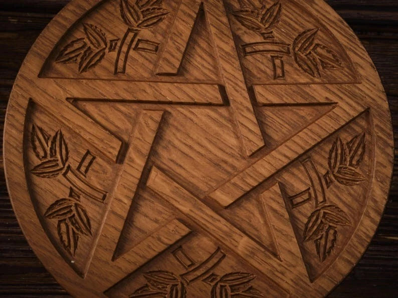 Pentagrammtafe<wbr/>l, heidnisches Altardekor, Hexentafel, Altarständer, Altar,