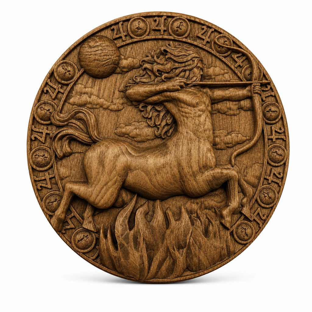 Handmade Zodiac Signs Wall Art Set Wood Carving Astrology Decor 12 Horoscope