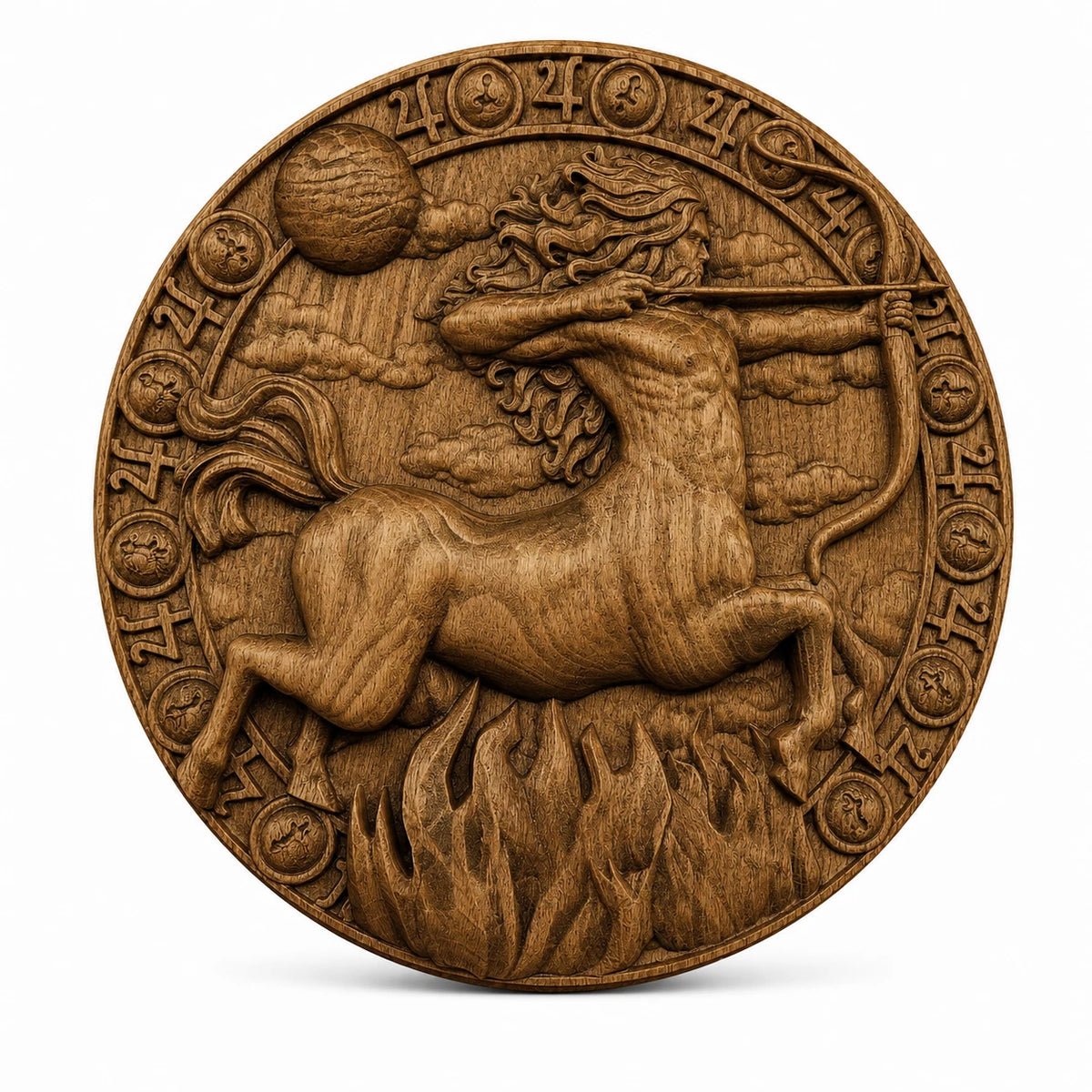 Handmade Zodiac Signs Wall Art Set Wood Carving Astrology Decor 12 Horoscope