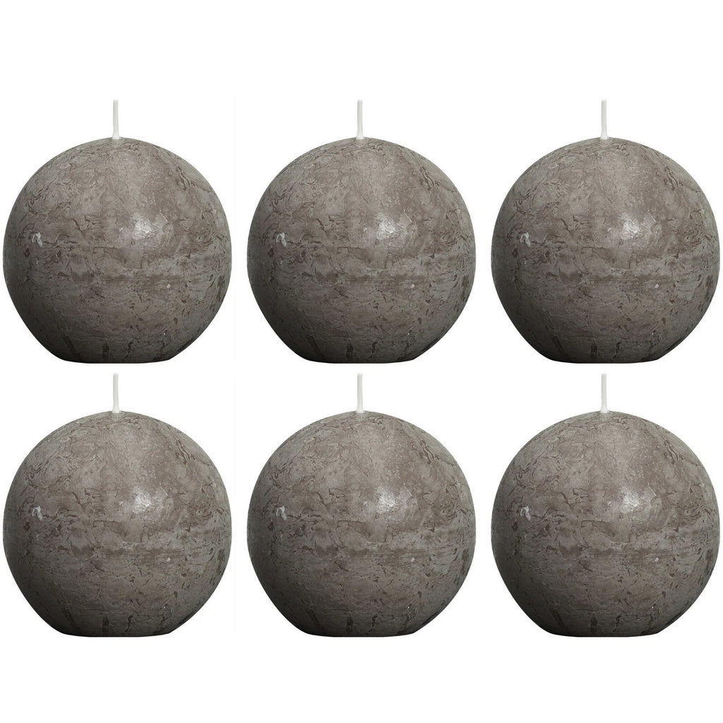 6 Stück Bolsius Rustik Kugelkerzen 80mm durchgefärbt Rustic Ballkerzen
