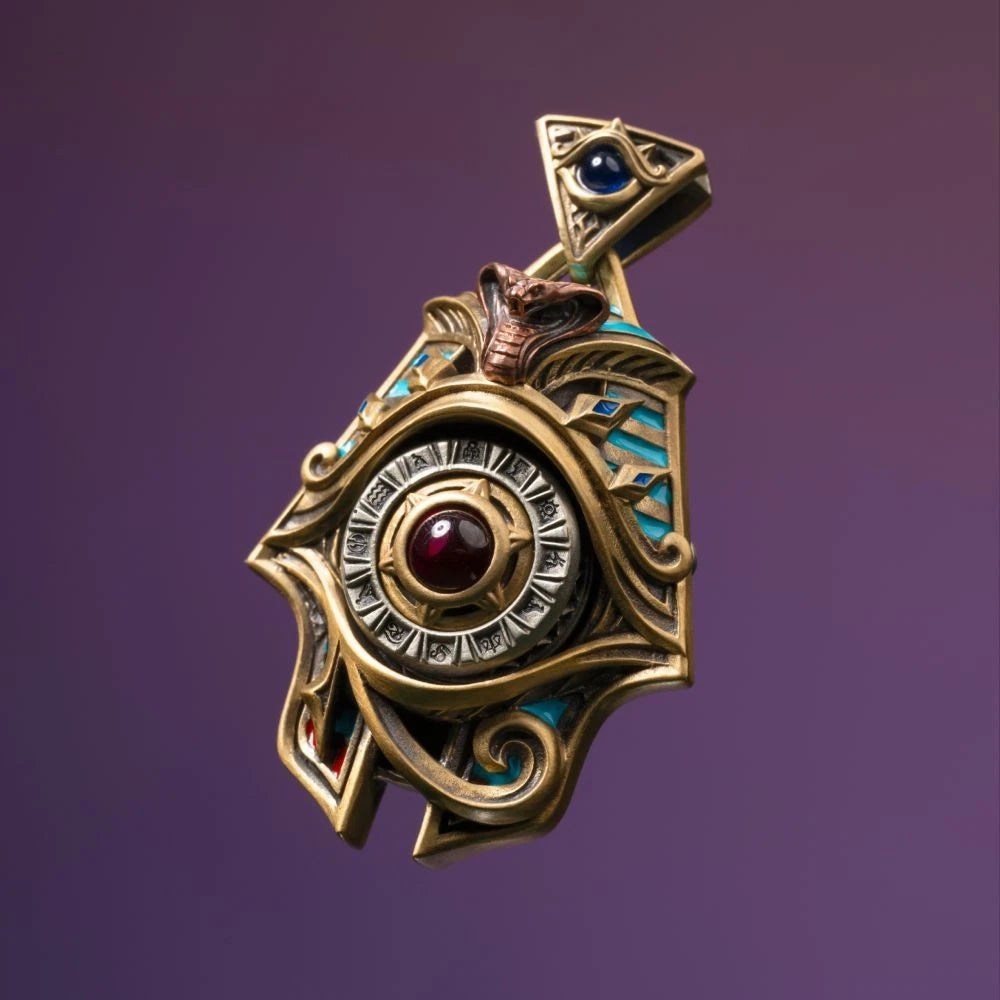 Eye of Horus Spinner Pendant, Egyptian Jewelry Gifts for Men, Protection Amulet