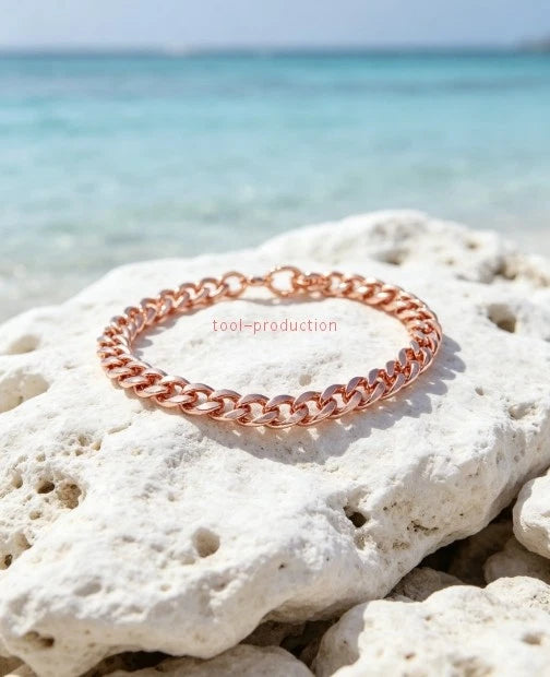 100% pure copper bracelet, 12mm wide, 8.5in Cuban chain, for pain relief.