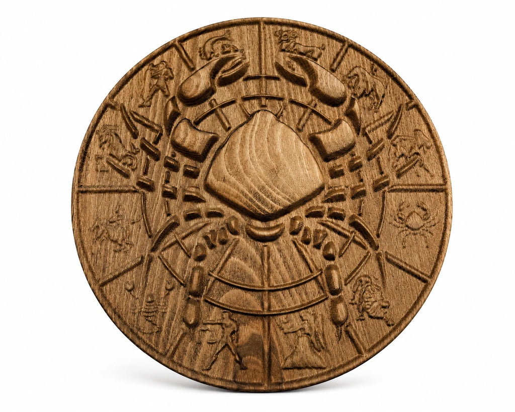 Handmade Zodiac Signs Wall Art Set Wood Carving Astrology Decor 12 Horoscope