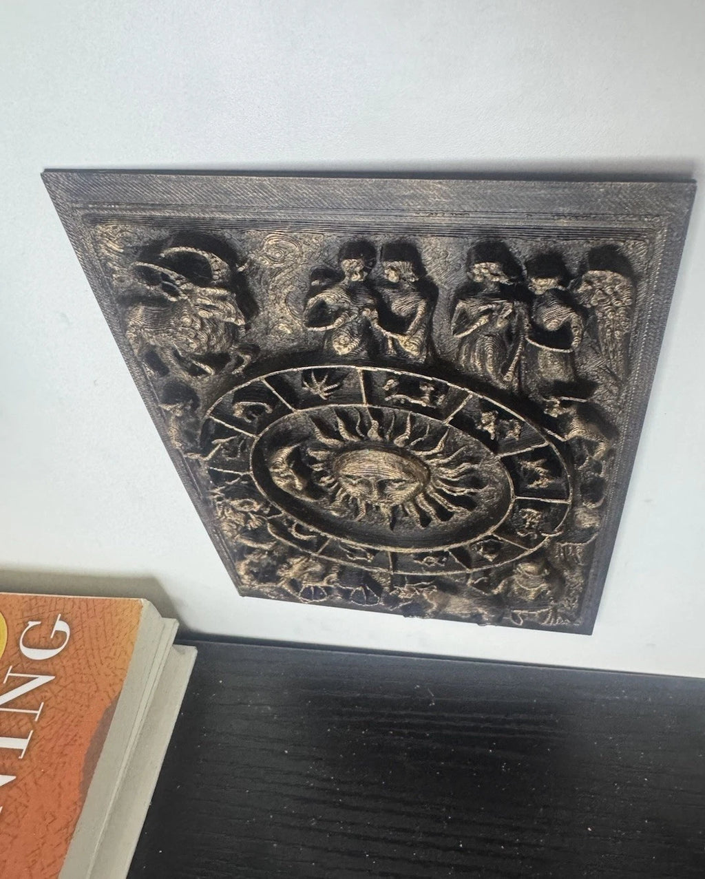 Zodiac Astrology 5” X 7” Relief Wall Plaque Gold Sun &amp; Moon Horoscope Signs