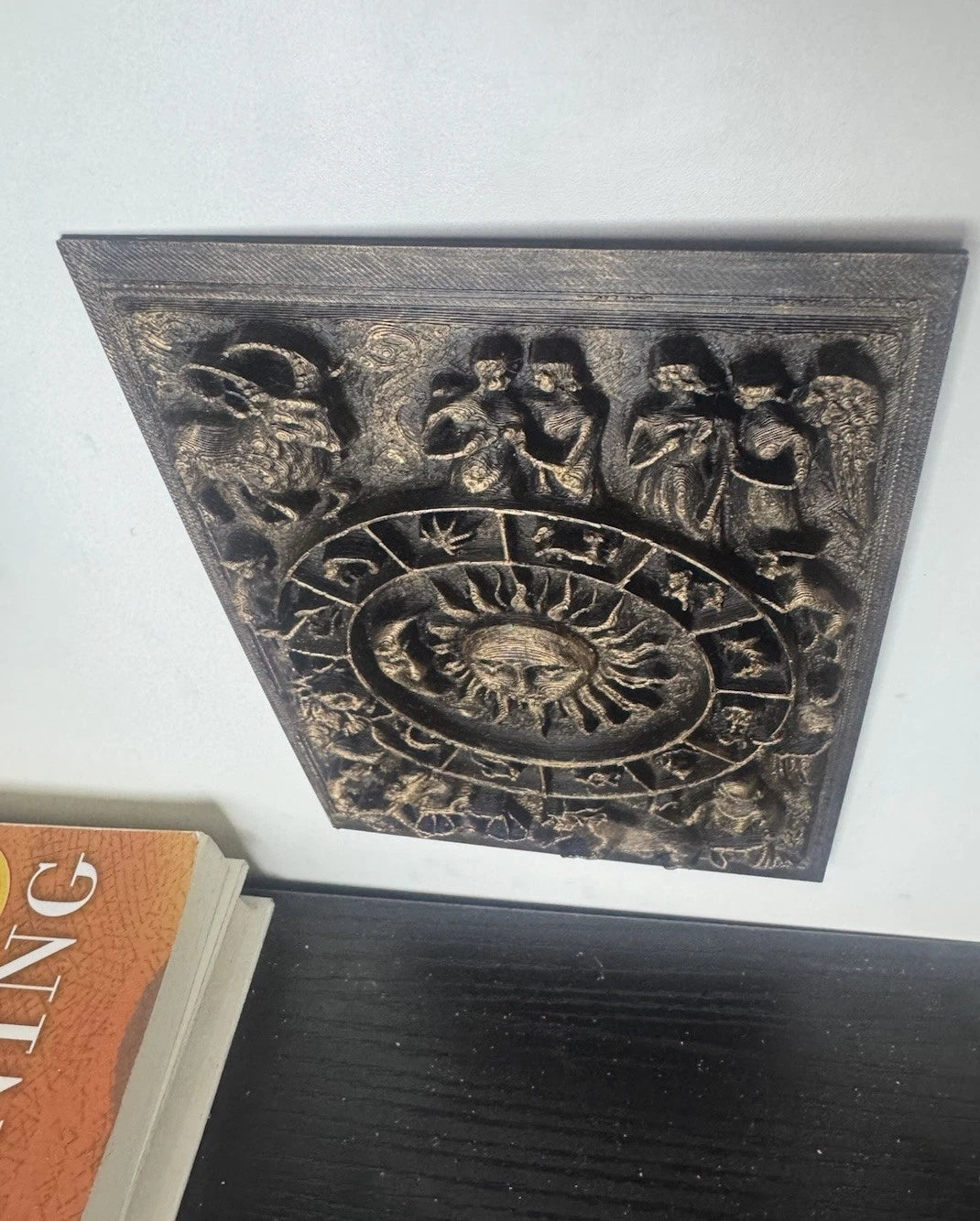 Zodiac Astrology 5” X 7” Relief Wall Plaque Gold Sun &amp; Moon Horoscope Signs