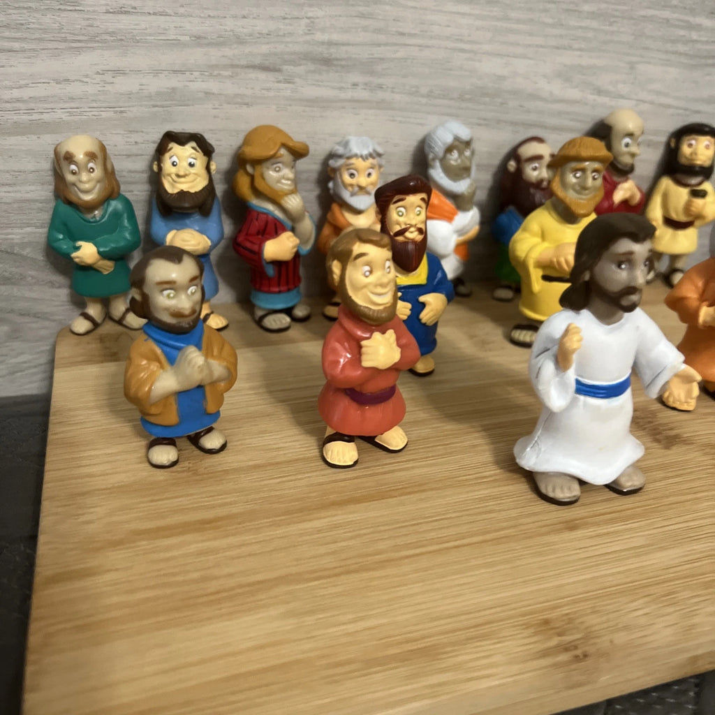 Set Of 14 Real Stories From The Bible Toys Rubber Figurines Jesus Christian