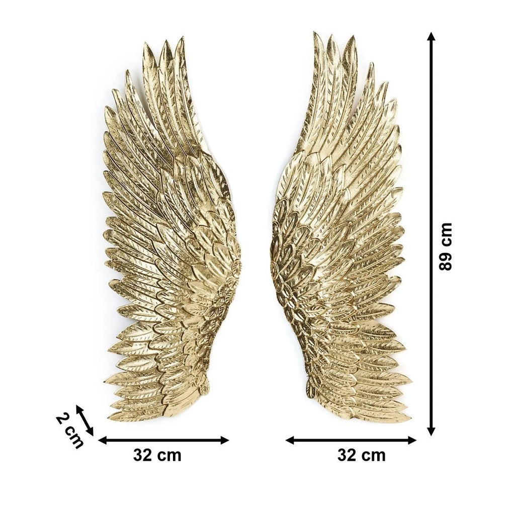 Engelsflügel Dekoflügel Wandflügel Wanddekoration ANGELO aus Metall goldfarben