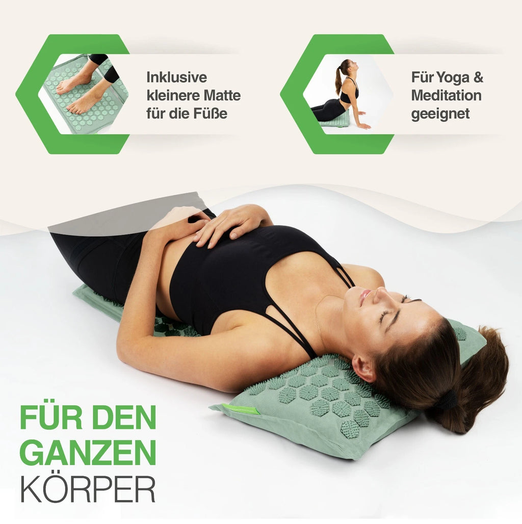 BACKLAxx® Akupressurmatt<wbr/>e XL Set mit Kissen Nadelmatte Massagematte Akupunktur