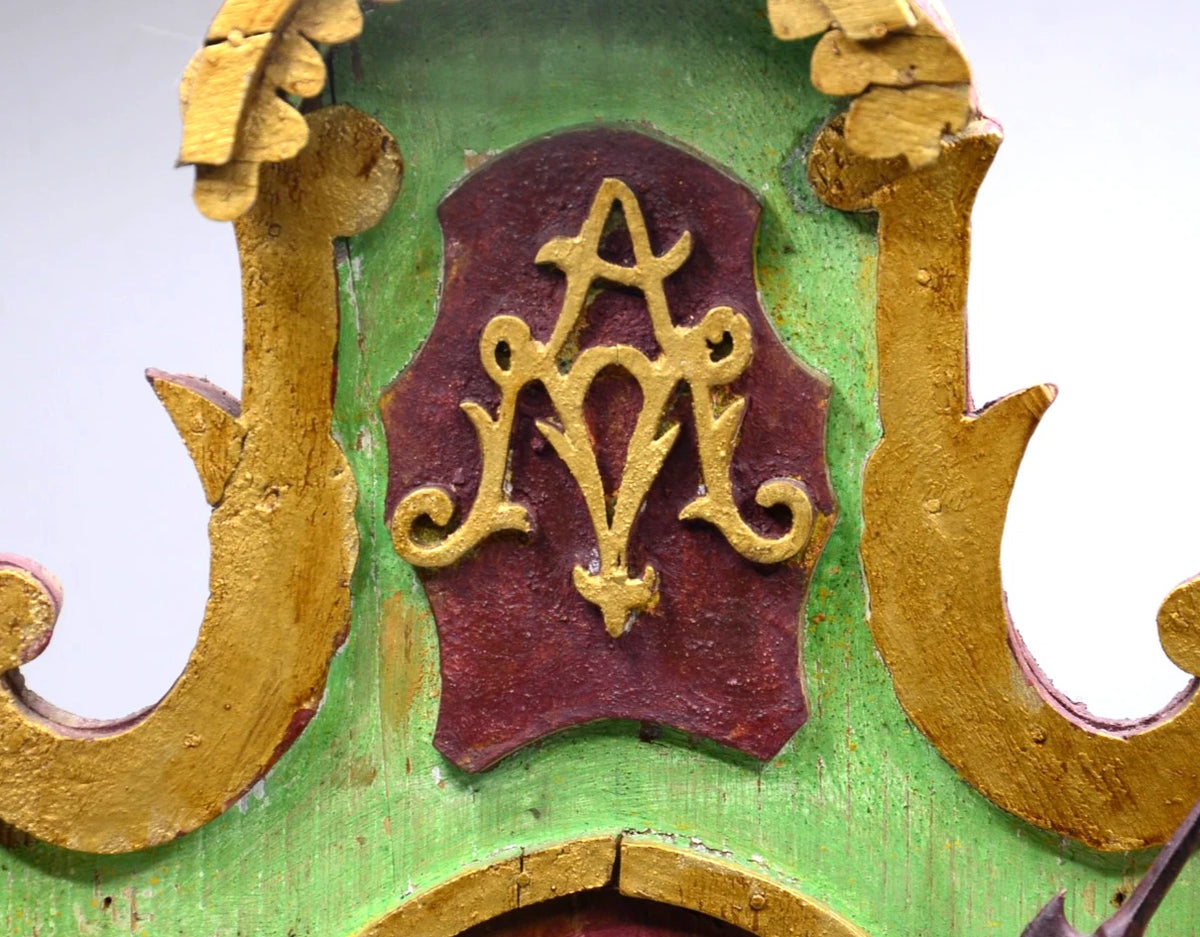ANTIKER ALTAR Hausaltar Barock geschnitzt Heiligenfigur Monstranz gefasst 70cm