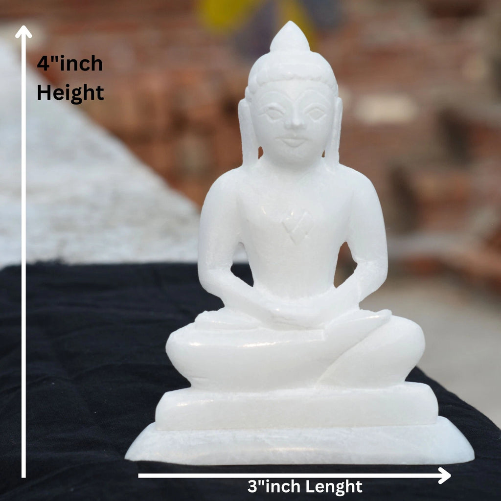 Marble Mahavir Swami Spiritual Statue Jain Temple Decor Meditation and Worship